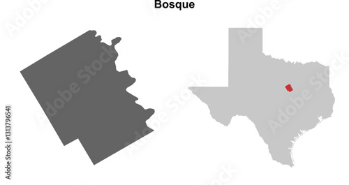 Bosque County (Texas) blank outline map set