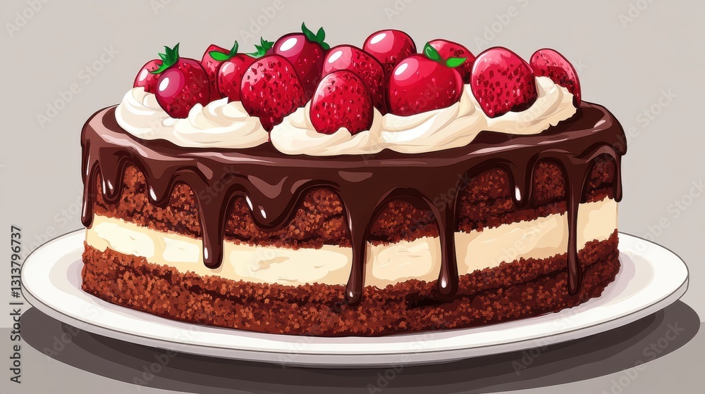 baked chocolate cake isolated,cartoon illustration style baked chocolate cake isolated,cartoon illustration style