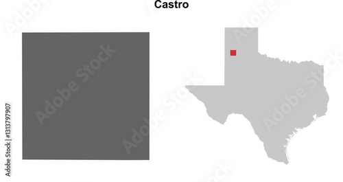 Castro County (Texas) blank outline map set