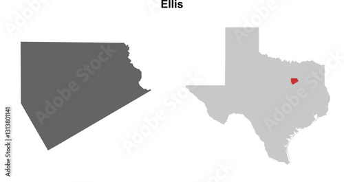 Ellis County (Texas) blank outline map set
