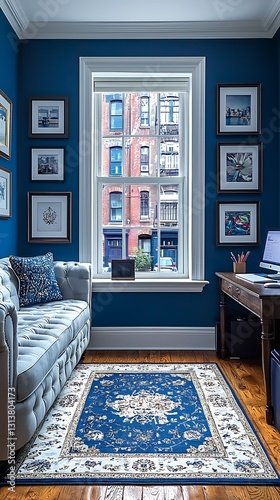 Cozy Blue Home Office for City View.