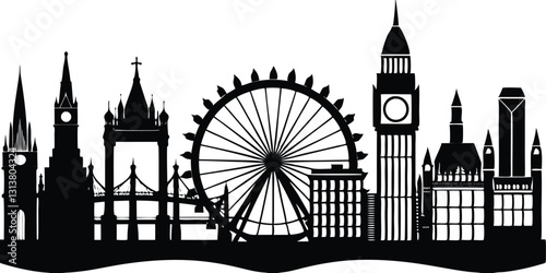 Cityscape london skyline scene icon