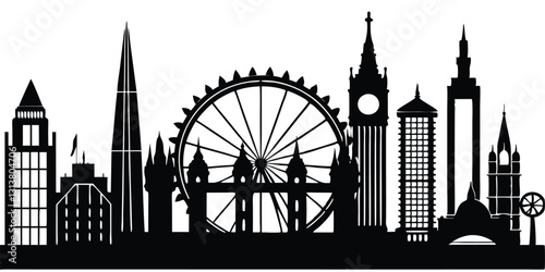 Cityscape london skyline scene icon