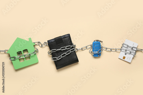 Wallet, car key and credit ...