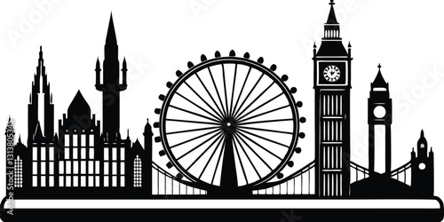 Cityscape london skyline scene icon