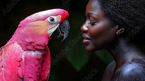 Woman for Parrot, Nature, Close-up.