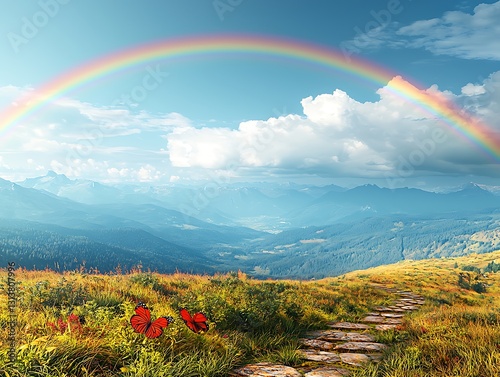 Rainbow over Mountain Path.