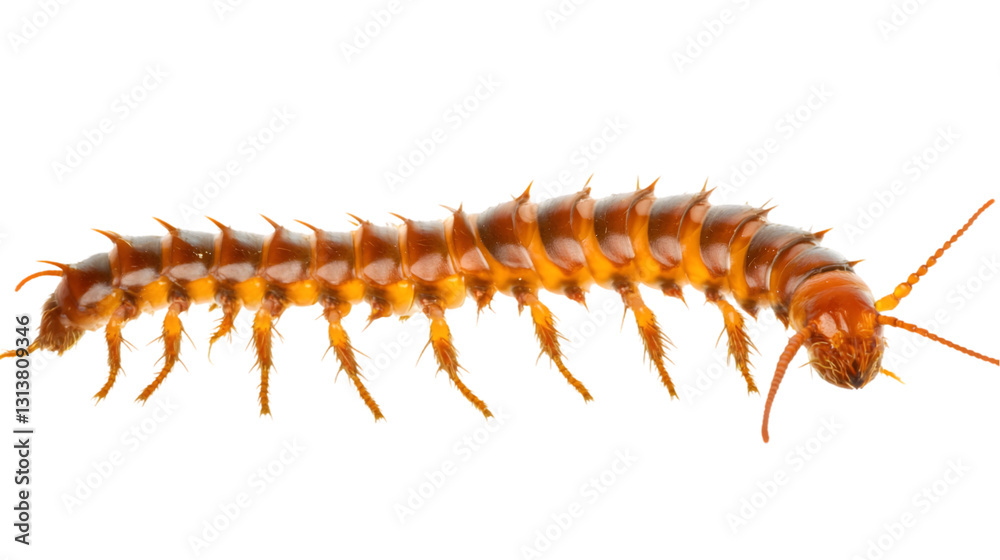 Fototapeta premium Minimalist Centipede Design: Side View Transparent PNG