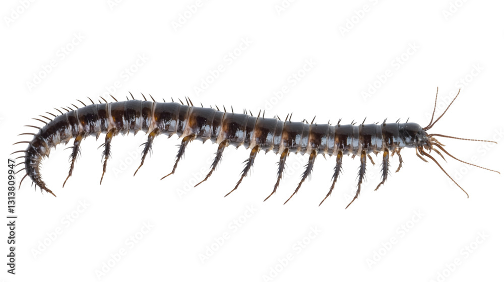 High-Resolution Centipede in Side View - Isolated PNG High-Resolution Centipede in Side View - Isolated PNG