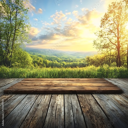 Sunrise Mountain View Wooden Deck.