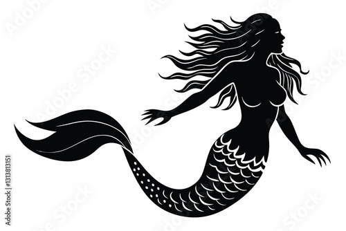 Silhouette Of A Mermaid Illustration Collection Vector