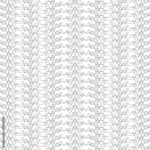 Texture with symmetrical lines, curls and horizontal masses. 