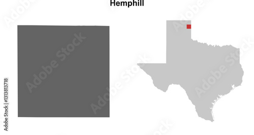 Hemphill County (Texas) blank outline map set