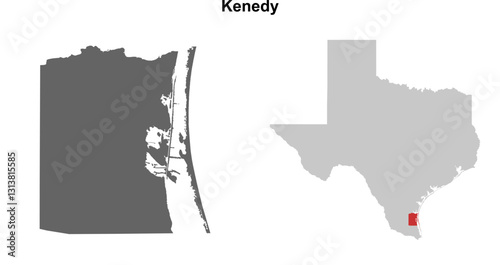 Kenedy County (Texas) blank outline map set
