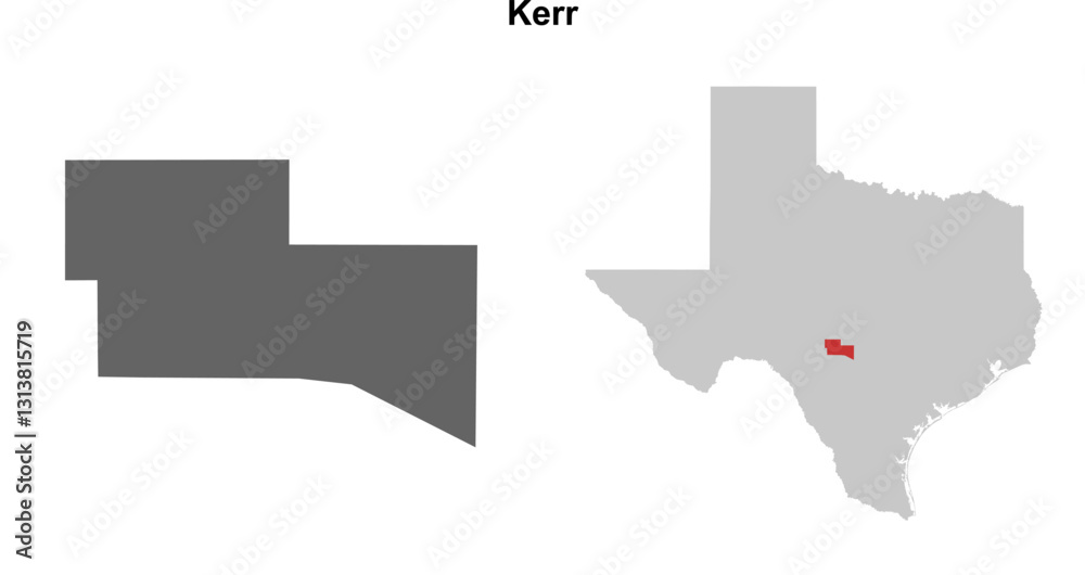 Fotografie Kerr County (Texas) blank outline map set