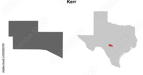 Kerr County (Texas) blank outline map set