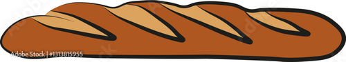 A hand drawn illustration of a baguette clipart french gastronomy