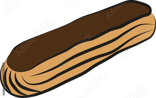 A hand drawn illustration of a chocolate éclair clipart french gastronomy