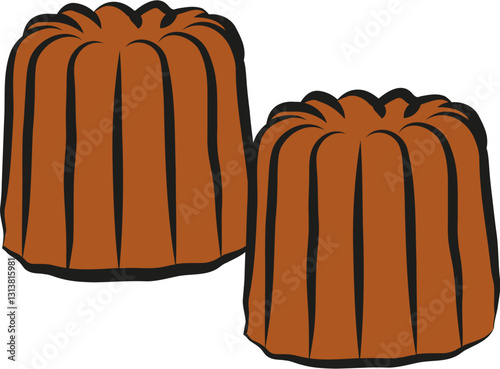 A hand drawn illustration of cannelés clipart french gastronomy