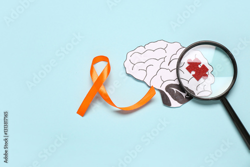Paper brain with magnifying...