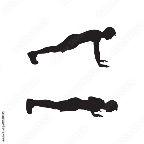 silhouette of a man push up