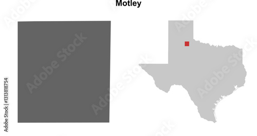 Motley County (Texas) blank outline map set