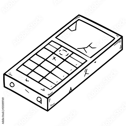broken phone illustration hand drawn outline vector