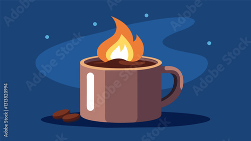 The gentle warmth of the natural gas flame keeps a pot of hot chocolate warm and ready for a cozy night in.. Vector illustration