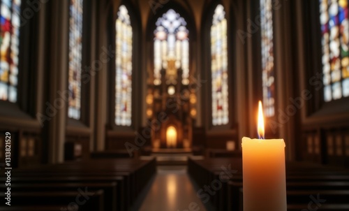 Warm candlelight in a church
