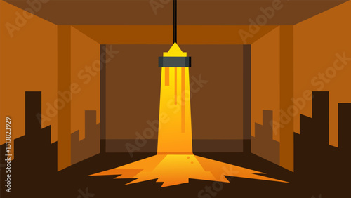 The interior walls of the tower coated in a layer of oil residue showcasing the intensity of the refining process.. Vector illustration