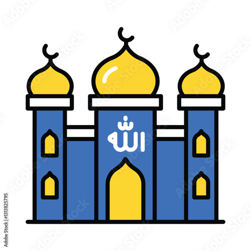 Mosque vector filled outline icon. EPS 10 file