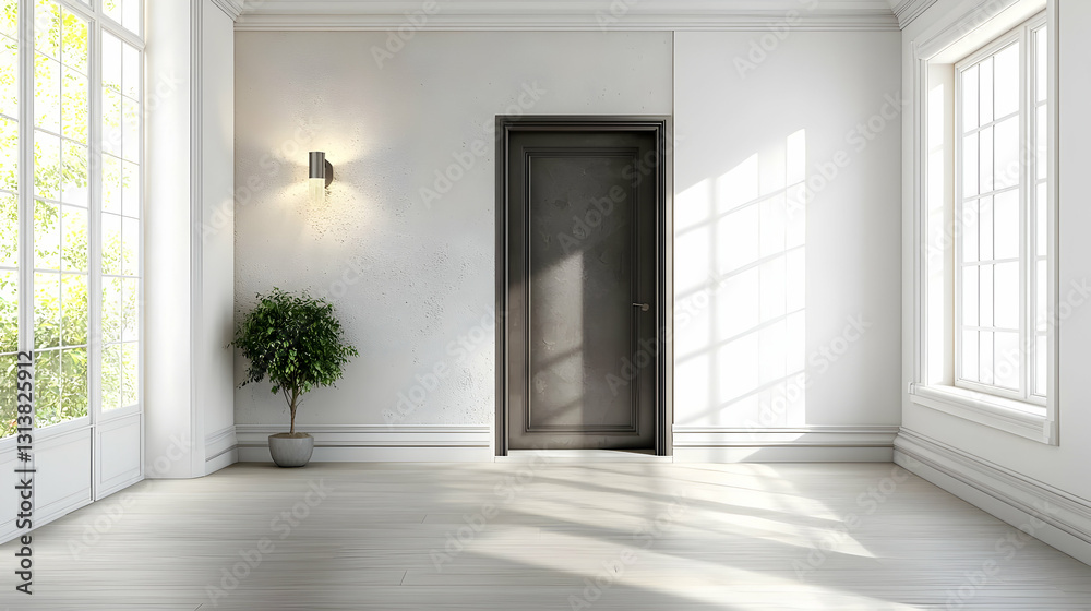 Bright White Minimalist Room With Wooden Floor and Large Windows Natural Light Interior Design Architecture Bright White Minimalist Room With Wooden Floor and Large Windows Natural Light Interior Design Architecture