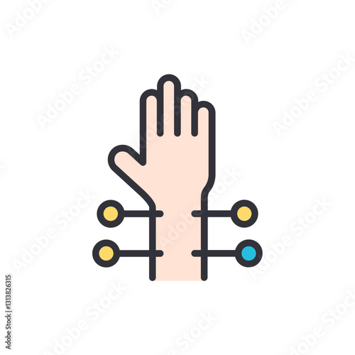 Acupuncture colored icons, minimalist vector illustration ,simple transparent graphic element .Isolated on white background