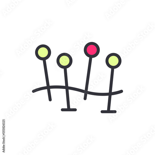 Acupuncture colored icons, minimalist vector illustration ,simple transparent graphic element .Isolated on white background