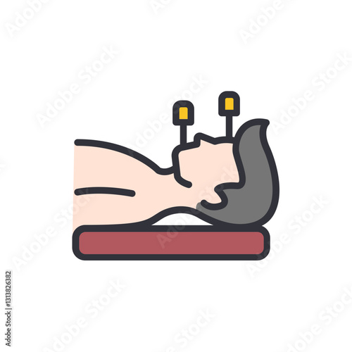Acupuncture colored icons, minimalist vector illustration ,simple transparent graphic element .Isolated on white background