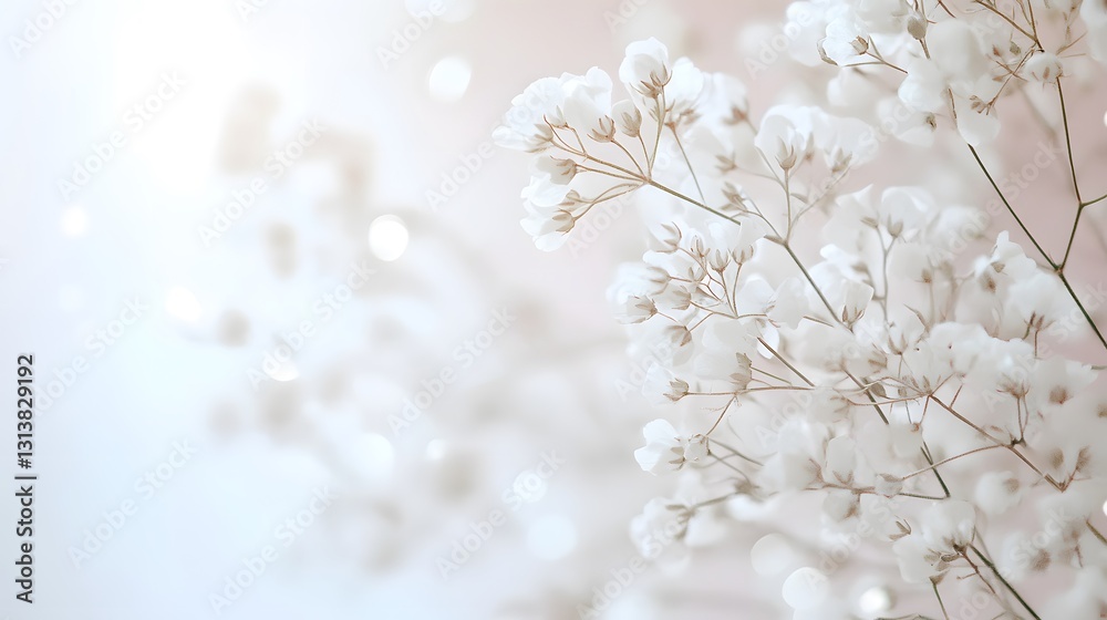 Delicate white flowers and blurred bokeh light in a soft composition Delicate white flowers and blurred bokeh light in a soft composition