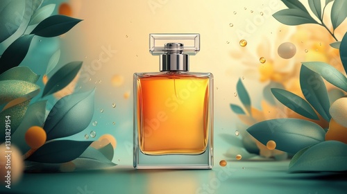 bottle of perfume isolated,cartoon illustration style