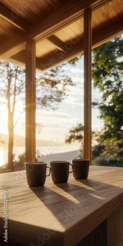 Enjoying coffee with a breathtaking sunrise view