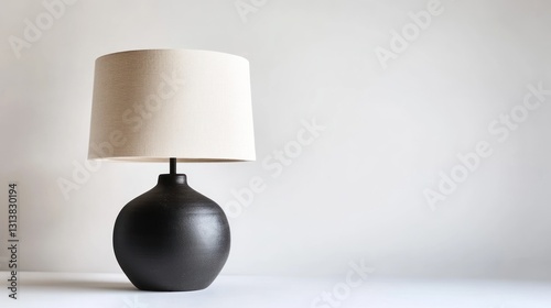 Wallpaper Mural Modern black table lamp with beige shade, minimalist room Torontodigital.ca