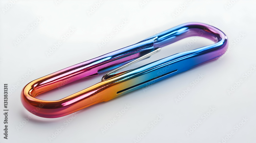 Photo Vibrant Rainbow Carabiner on White Background Photo Vibrant Rainbow Carabiner on White Background