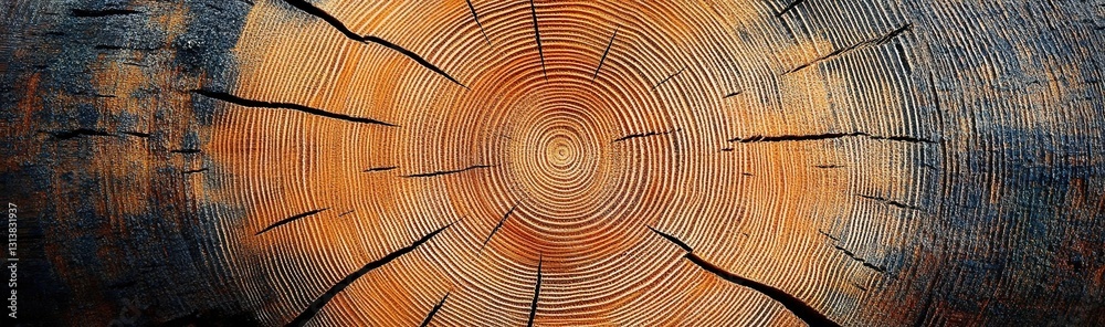 Obraz premium Close-up of tree rings, showing the growth pattern and age characteristics in wood textures