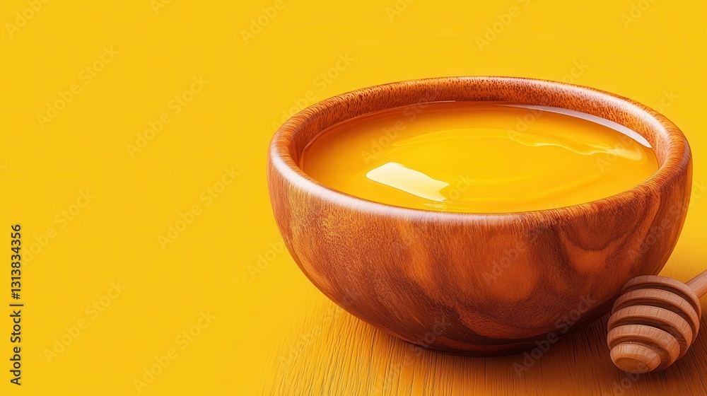 bowl of yogurt with honey isolated,cartoon illustration style