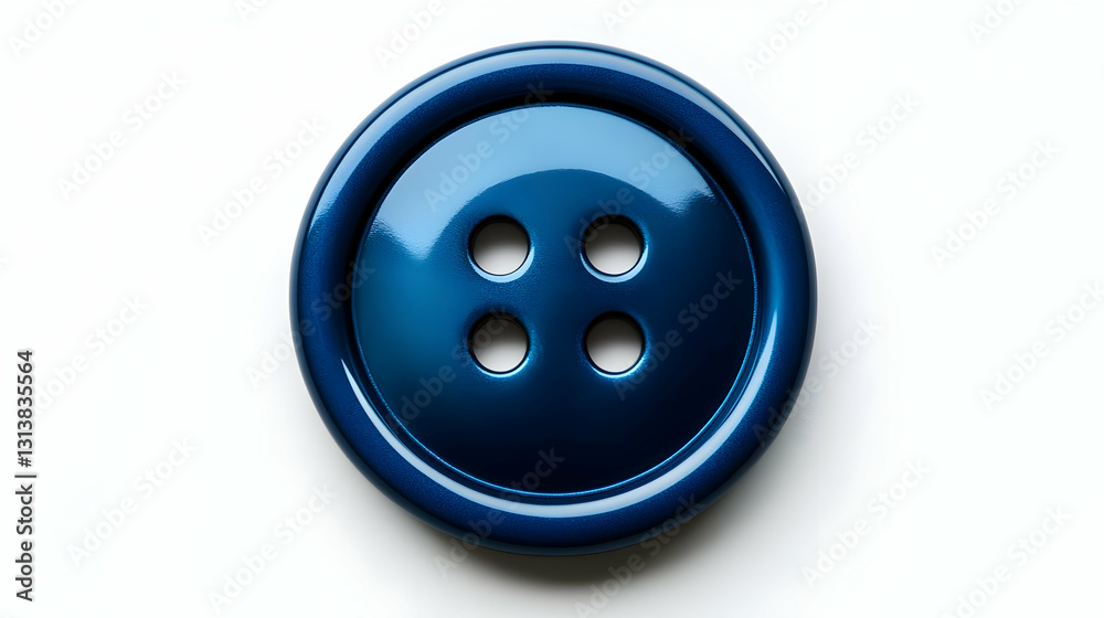 Photo, Shiny Blue Button, Four Holes, Sewing, Close Up Photo, Shiny Blue Button, Four Holes, Sewing, Close Up