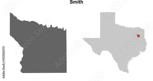 Smith County (Texas) blank outline map set