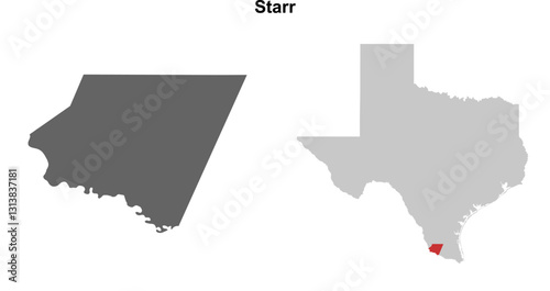 Starr County (Texas) blank outline map set