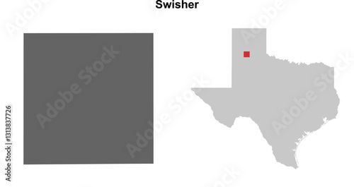 Swisher County (Texas) blank outline map set