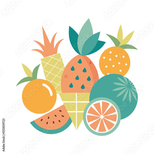 set of fruits on Transparent Background