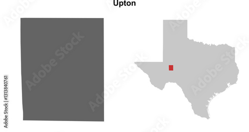 Upton County (Texas) blank outline map set
