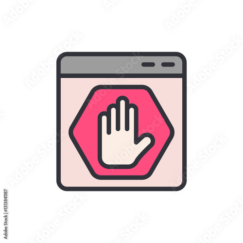 Ad blocker colored icons, minimalist vector illustration ,simple transparent graphic element .Isolated on white background