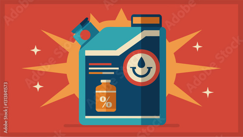 The label on the oil can boasts of its ability to reduce friction enhance performance and increase the lifespan of your machines.. Vector illustration